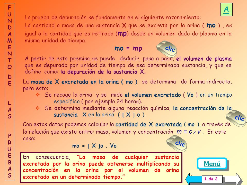 A mo = mp clic clic . mo =  X o . Vo clic Menú FUNDAMENTO