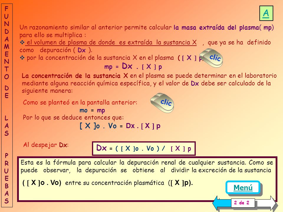 A Dx = (  X o . Vo ) /  X  p clic clic Menú FUNDAMENTO
