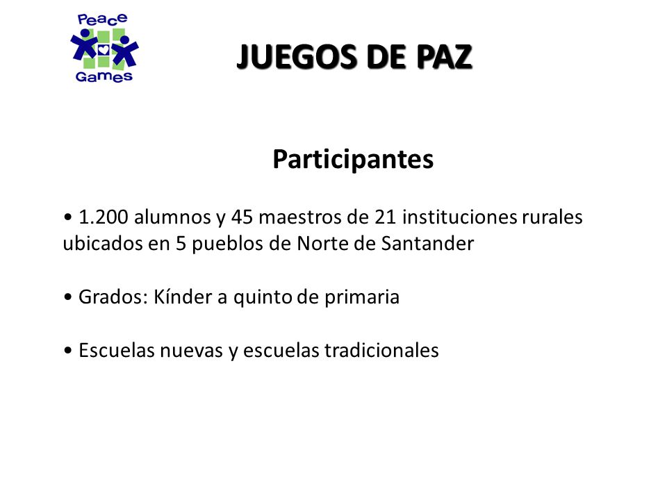 Participantes alumnos y 45 maestros de 21 instituciones rurales ubicados en 5 pueblos de Norte de Santander.
