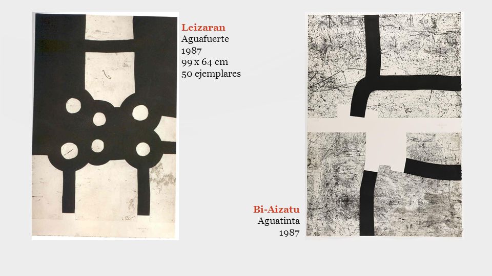 Leizaran Aguafuerte x 64 cm 50 ejemplares Bi-Aizatu Aguatinta 1987