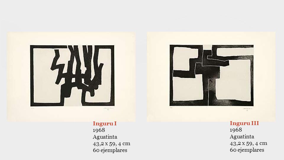 Inguru I Aguatinta. 43,2 x 59, 4 cm. 60 ejemplares. Inguru III Aguatinta. 43,2 x 59, 4 cm.