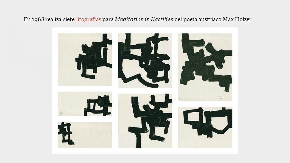 En 1968 realiza siete litografías para Meditation in Kastilien del poeta austriaco Max Holzer