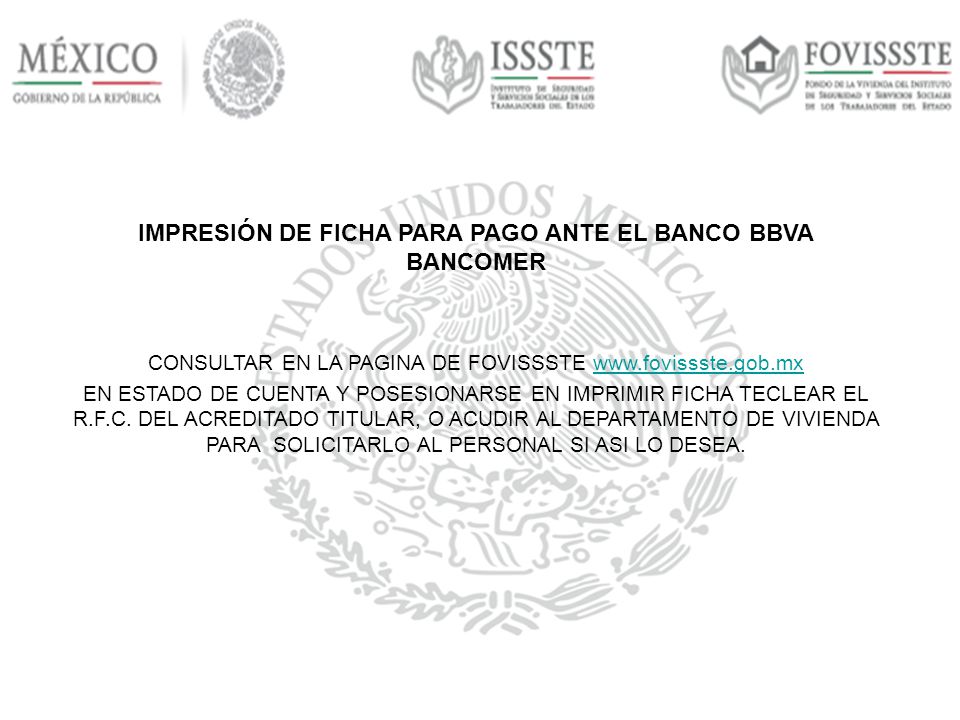 IMPRESIÓN DE FICHA PARA PAGO ANTE EL BANCO BBVA BANCOMER
