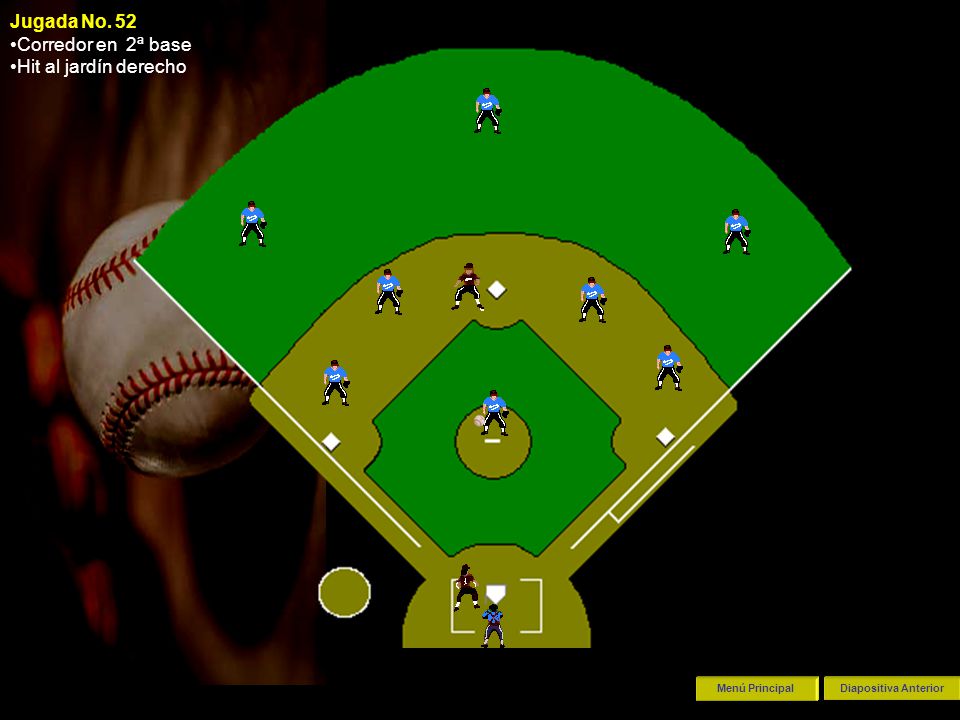 Jugada No. 52 Corredor en 2ª base Hit al jardín derecho