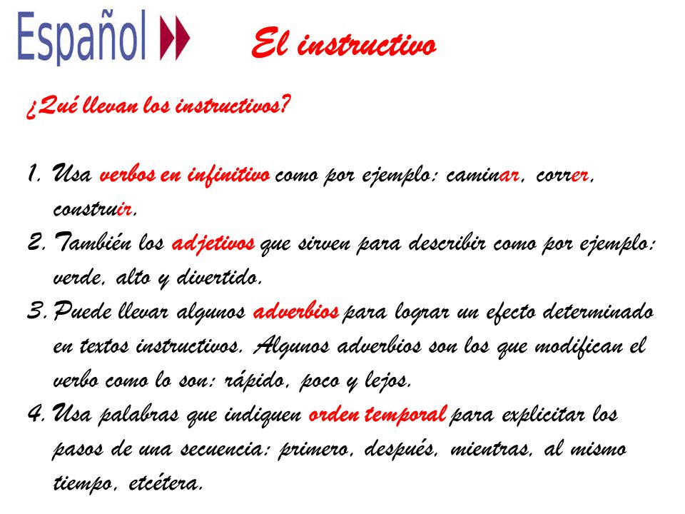 El instructivo ¿Qué llevan los instructivos