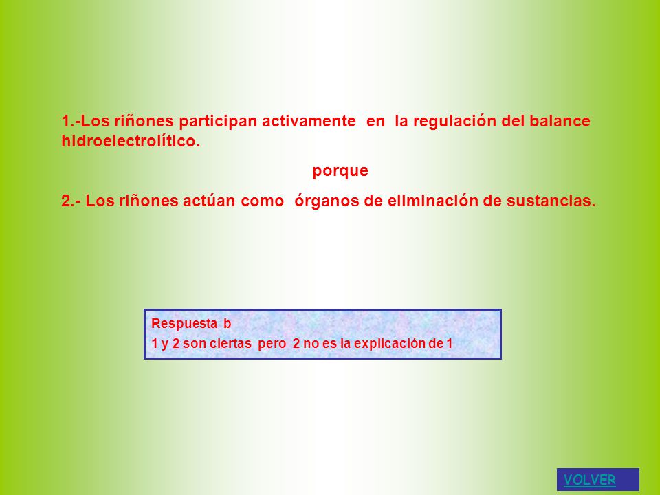 2.- Los riñones actúan como órganos de eliminación de sustancias.
