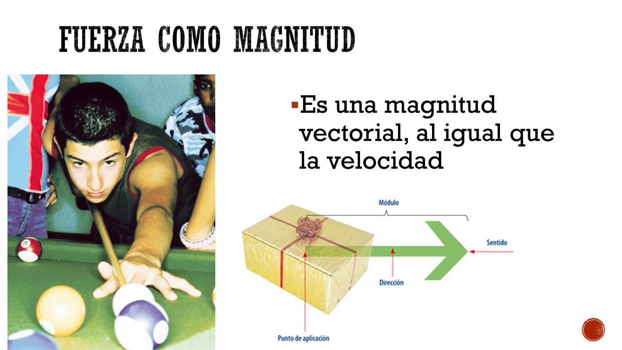 Fuerza como magnitud Es una magnitud vectorial, al igual que la velocidad