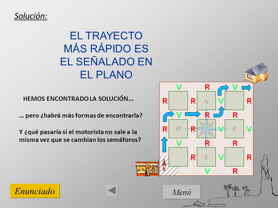 EL TRAYECTO MÁS RÁPIDO ES EL SEÑALADO EN EL PLANO