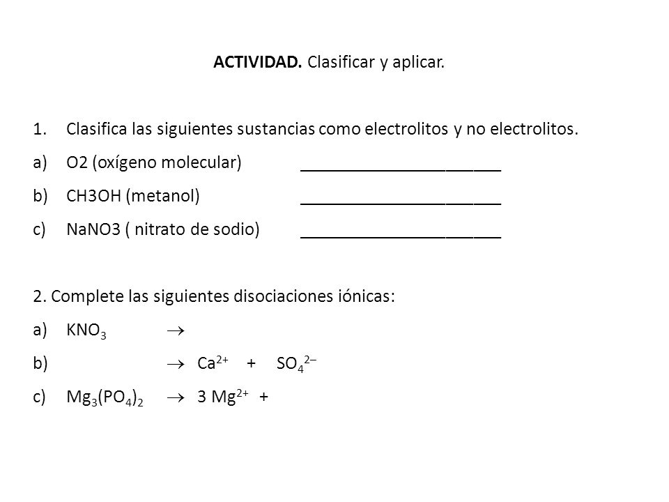 ACTIVIDAD. Clasificar y aplicar.