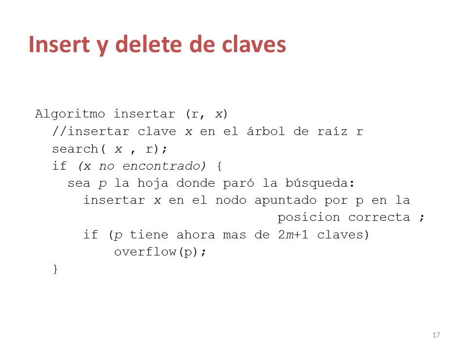 Insert y delete de claves