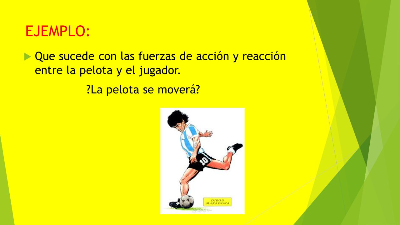 EJEMPLO: Que sucede con las fuerzas de acción y reacción entre la pelota y el jugador.
