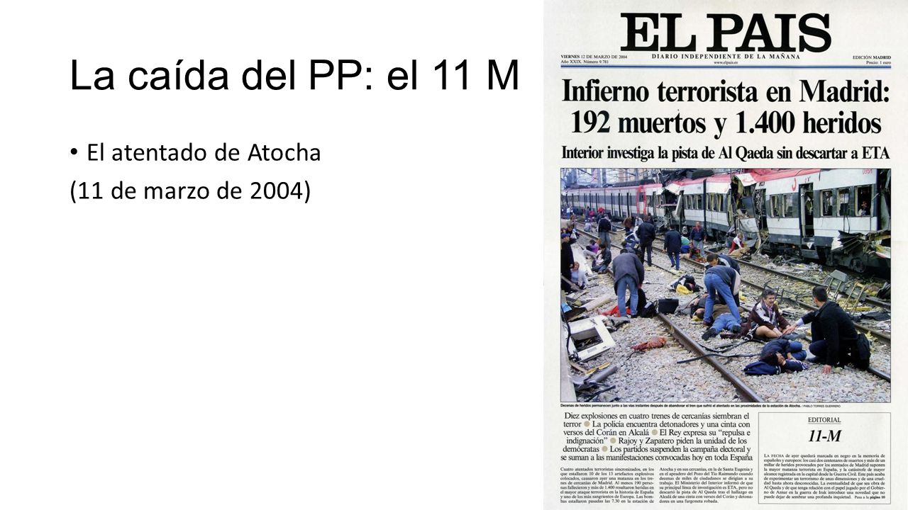 La caída del PP: el 11 M El atentado de Atocha (11 de marzo de 2004)