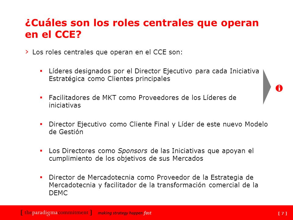 ¿Cuáles son los roles centrales que operan en el CCE