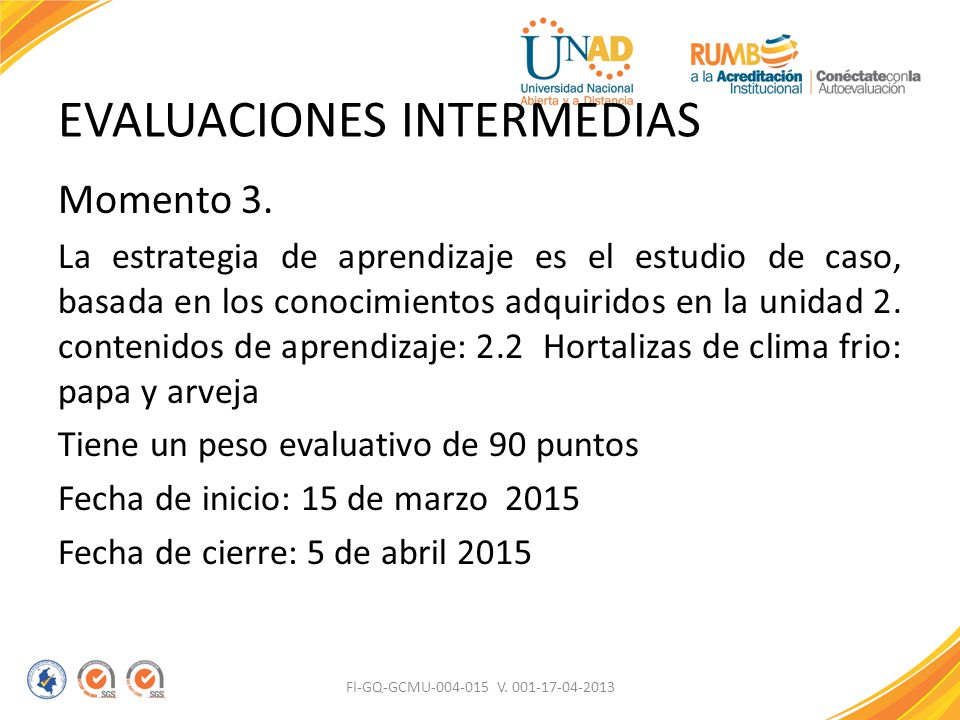EVALUACIONES INTERMEDIAS