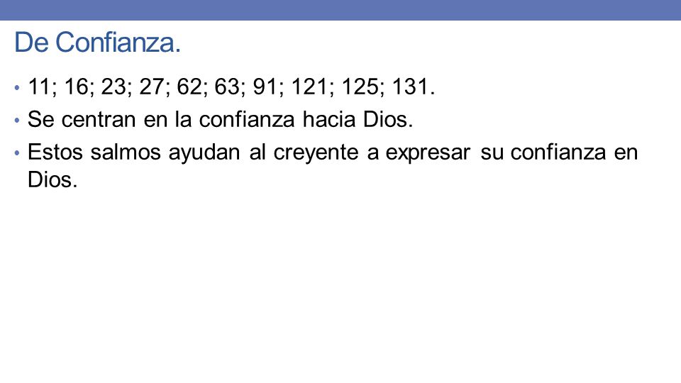 De Confianza. 11; 16; 23; 27; 62; 63; 91; 121; 125; 131.