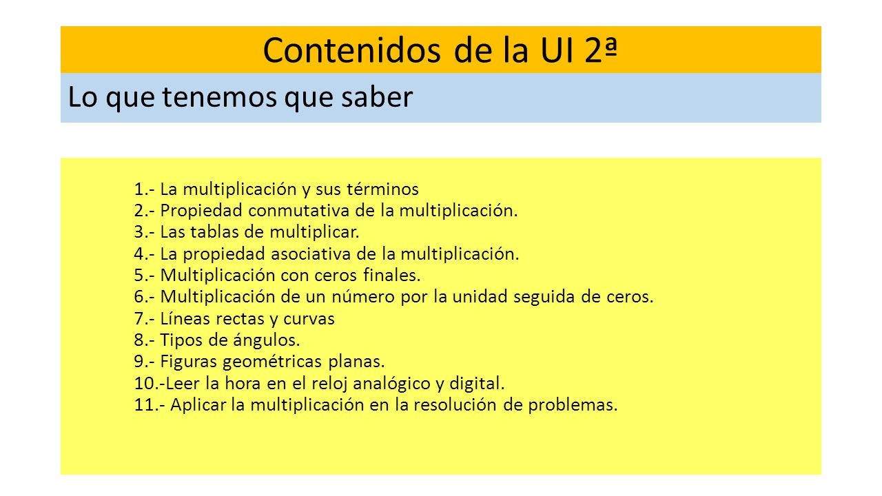 Contenidos de la UI 2ª Lo que tenemos que saber