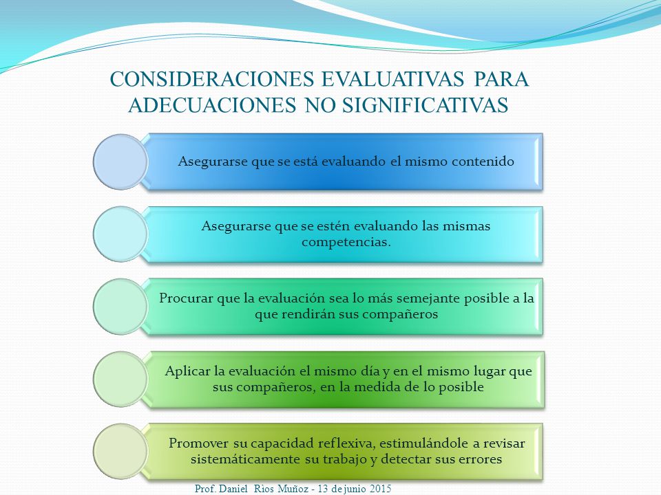 CONSIDERACIONES EVALUATIVAS PARA ADECUACIONES NO SIGNIFICATIVAS