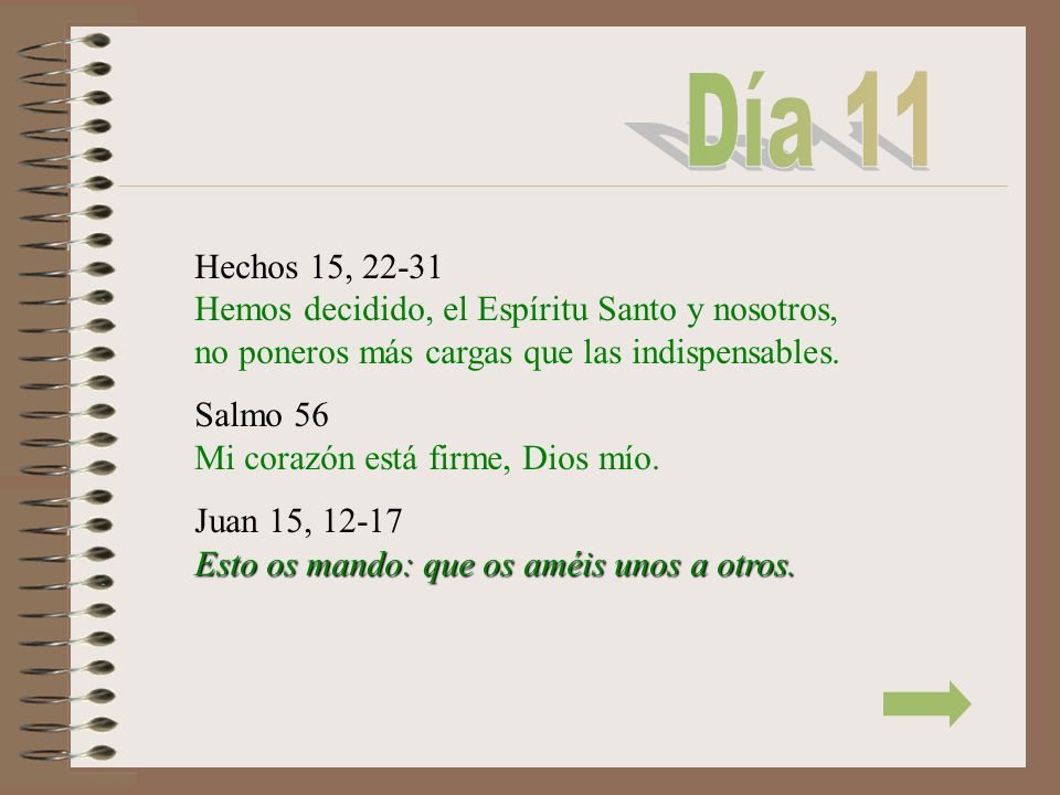 Día 11 Hechos 15, Hemos decidido, el Espíritu Santo y nosotros, no poneros más cargas que las indispensables.
