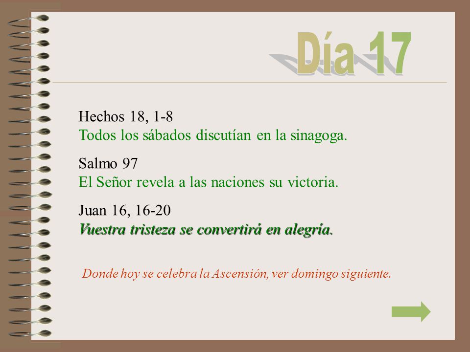 Día 17 Hechos 18, 1-8 Todos los sábados discutían en la sinagoga.