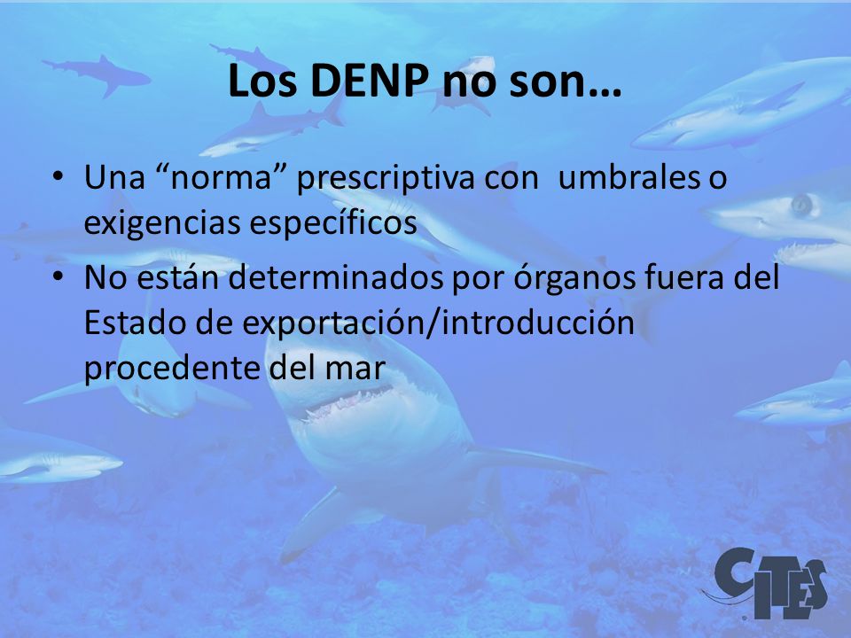 Los DENP no son… Una norma prescriptiva con umbrales o exigencias específicos.