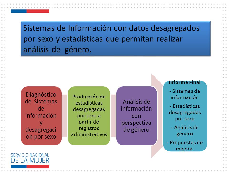 Sistemas de Información con datos desagregados por sexo y estadísticas que permitan realizar análisis de género.