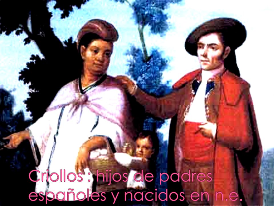 Criollos : hijos de padres españoles y nacidos en n.e.