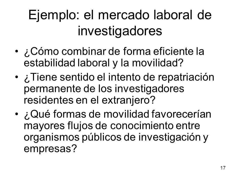 Ejemplo: el mercado laboral de investigadores