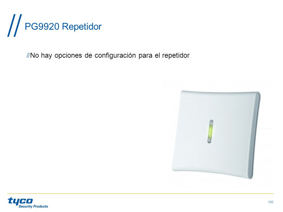 PG9920 Repetidor No hay opciones de configuración para el repetidor