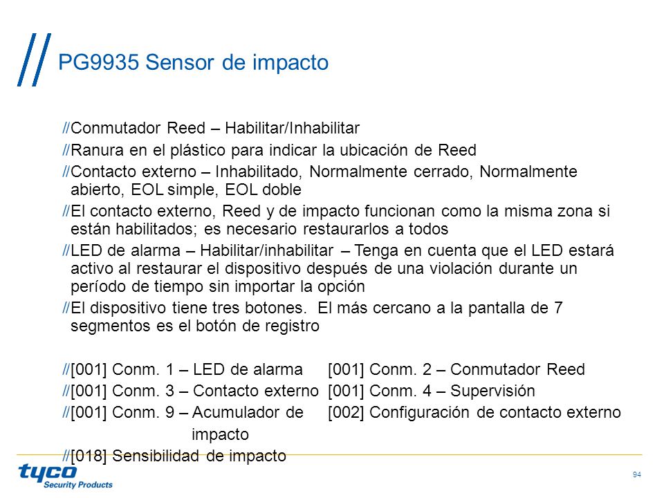 PG9935 Sensor de impacto Conmutador Reed – Habilitar/Inhabilitar
