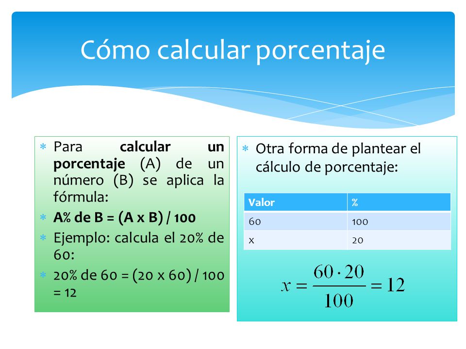 Cómo calcular porcentaje