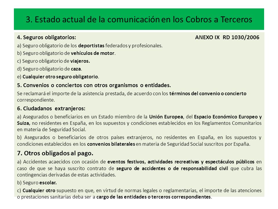 3. Estado actual de la comunicación en los Cobros a Terceros