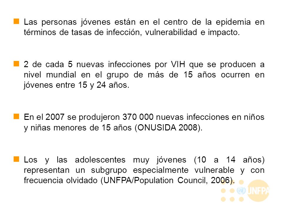 Las personas jóvenes están en el centro de la epidemia en términos de tasas de infección, vulnerabilidad e impacto.