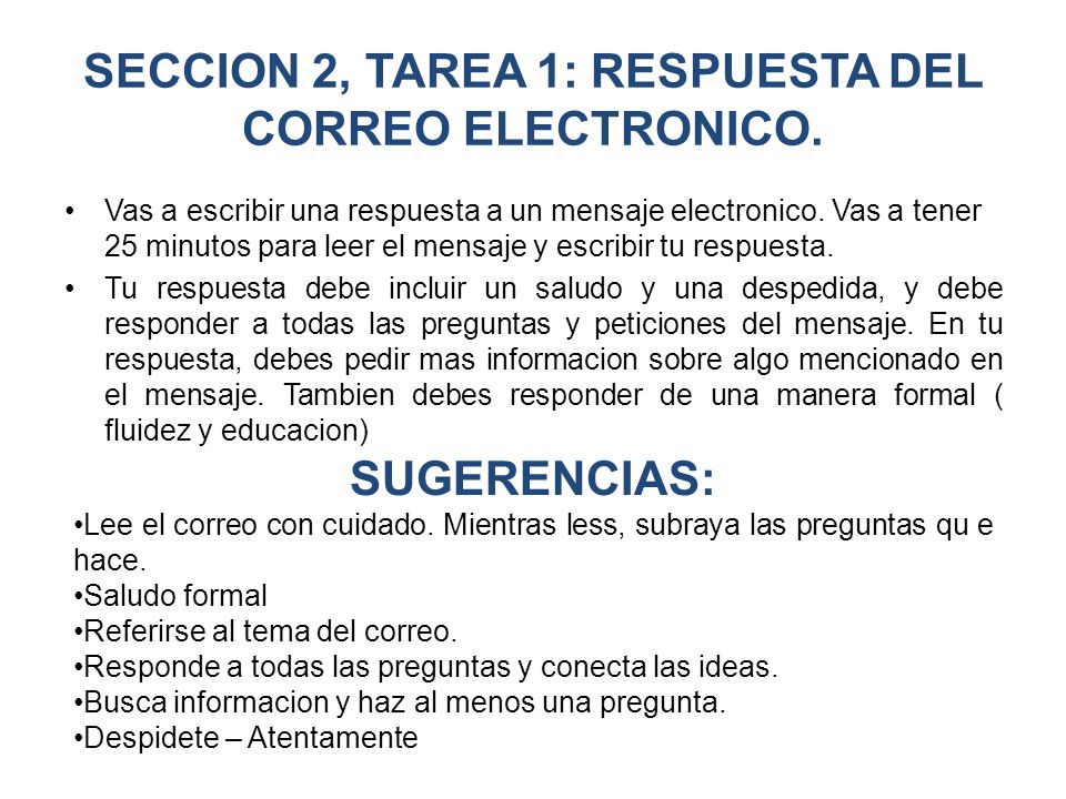 SECCION 2, TAREA 1: RESPUESTA DEL CORREO ELECTRONICO.