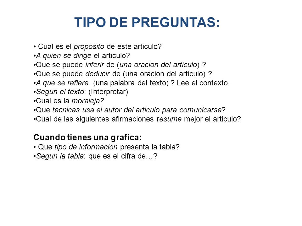 TIPO DE PREGUNTAS: Cuando tienes una grafica:
