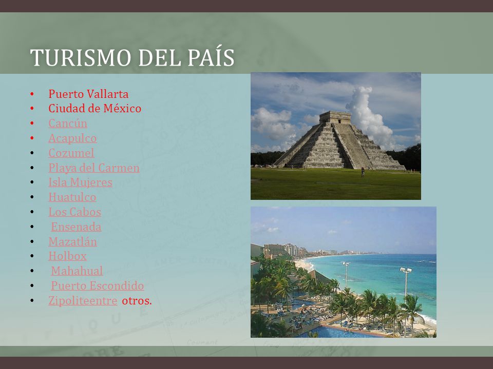 Turismo del país Puerto Vallarta Ciudad de México Cancún Acapulco