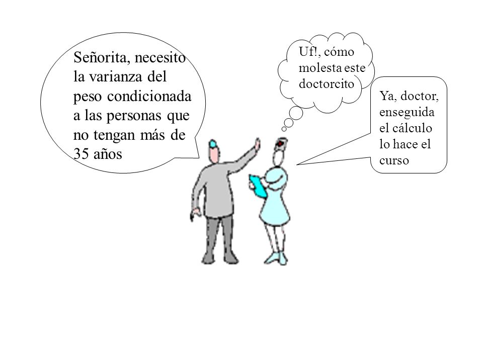 Señorita, necesito la varianza del peso condicionada a las personas que no tengan más de 35 años