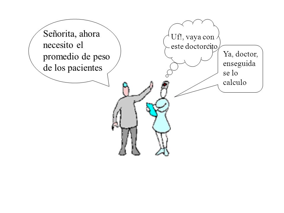 Señorita, ahora necesito el promedio de peso de los pacientes