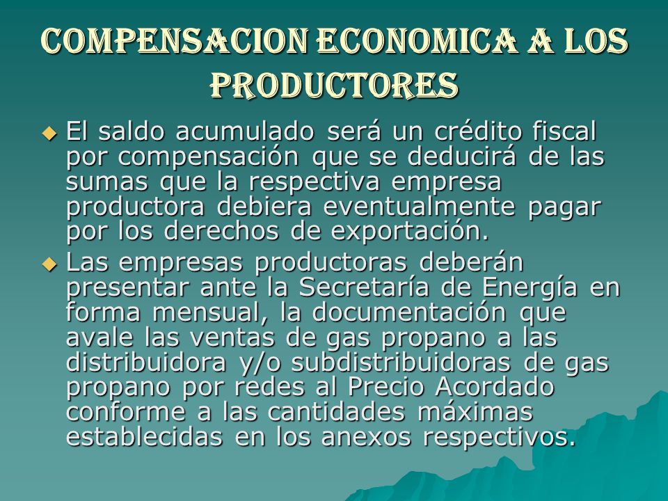 Compensacion economica a los productores