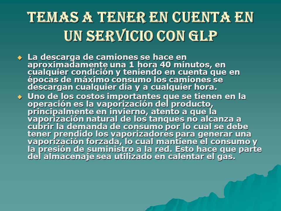 TEMAS A TENER EN CUENTA EN UN SERVICIO CON GLP
