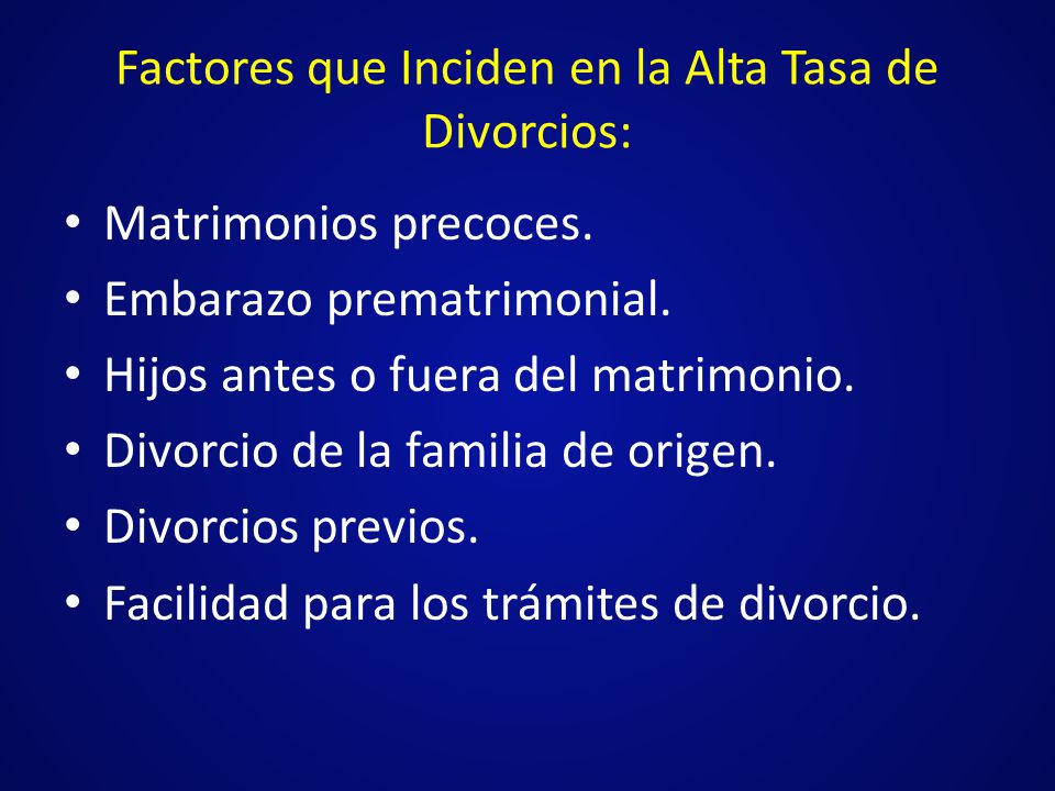 Factores que Inciden en la Alta Tasa de Divorcios: