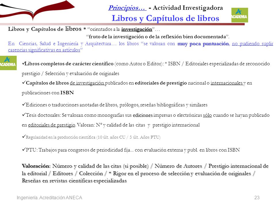 Principios… - Actividad Investigadora Libros y Capítulos de libros