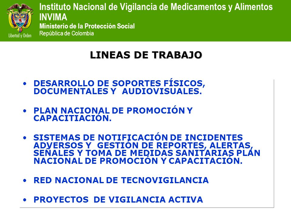LINEAS DE TRABAJO DESARROLLO DE SOPORTES FÍSICOS, DOCUMENTALES Y AUDIOVISUALES. PLAN NACIONAL DE PROMOCIÓN Y CAPACITIACIÓN.
