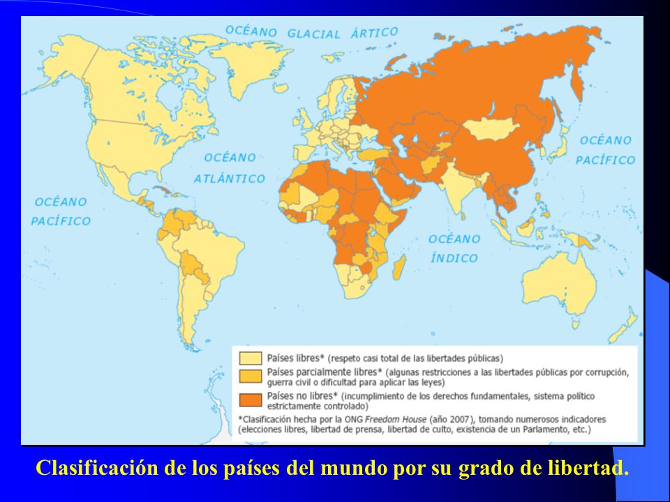 Clasificación de los países del mundo por su grado de libertad.