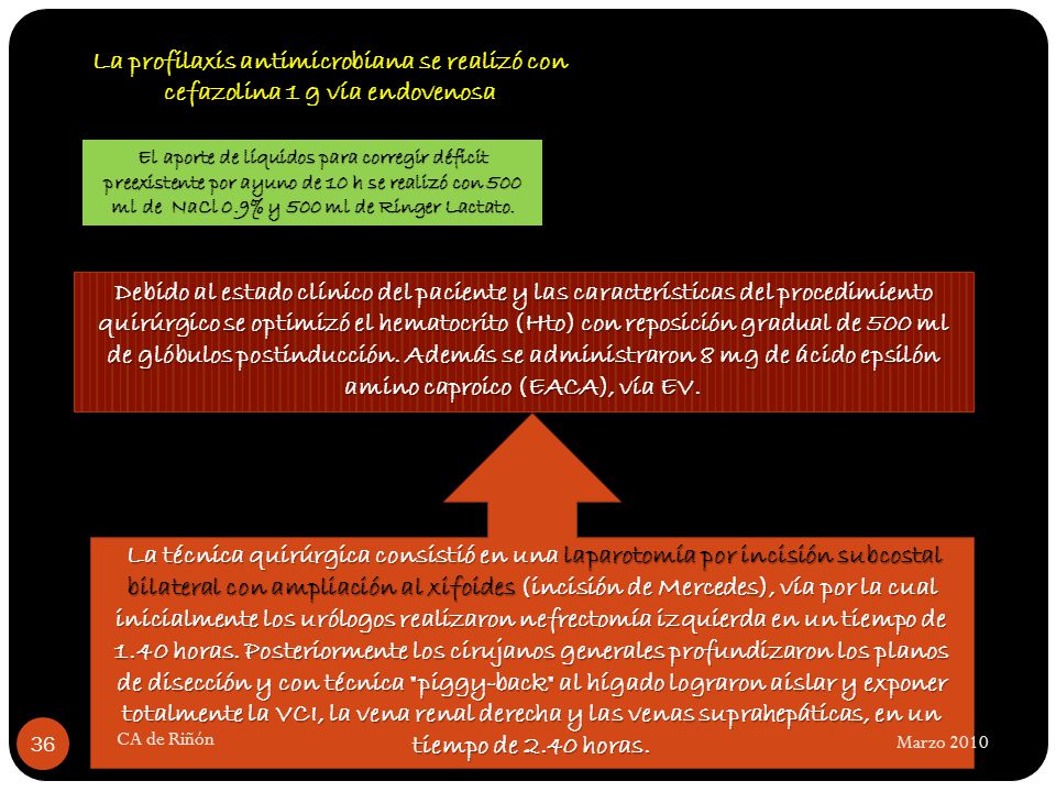 La profilaxis antimicrobiana se realizó con cefazolina 1 g vía endovenosa