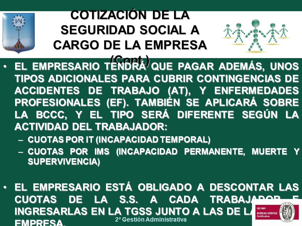 COTIZACIÓN DE LA SEGURIDAD SOCIAL A CARGO DE LA EMPRESA (Cont.)