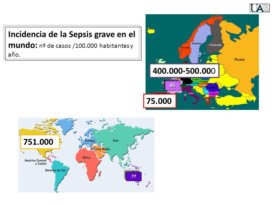 Incidencia de la Sepsis grave en el mundo: nº de casos / habitantes y año