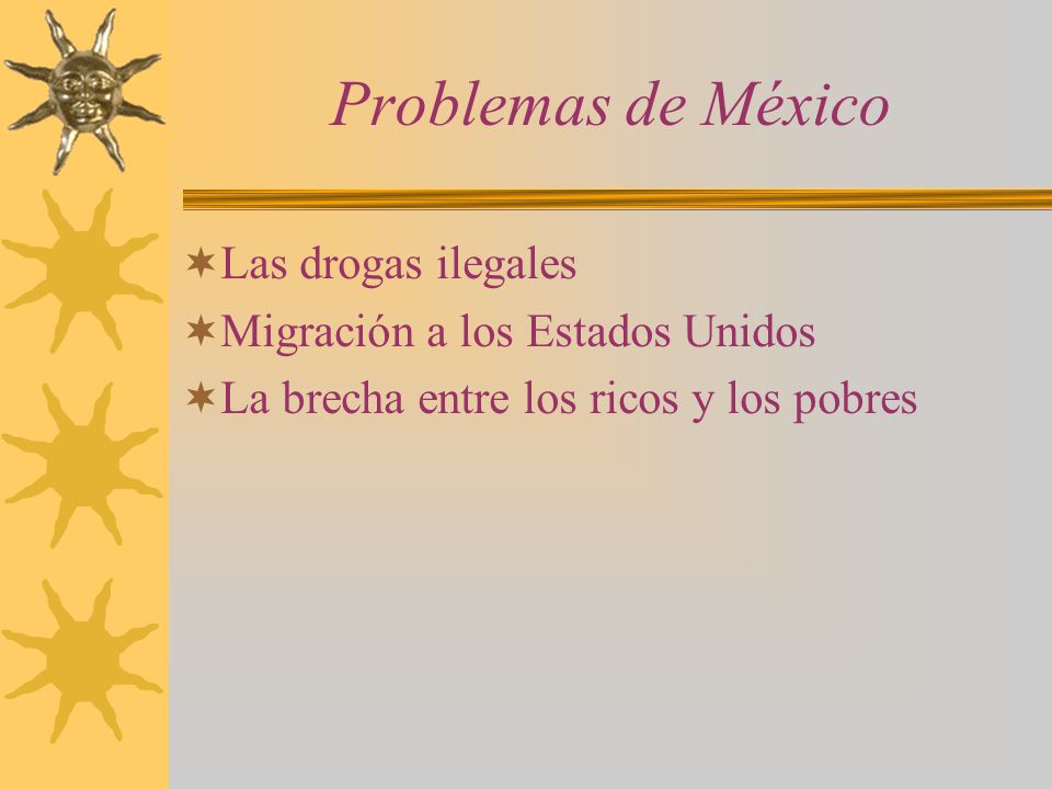 Problemas de México Las drogas ilegales Migración a los Estados Unidos