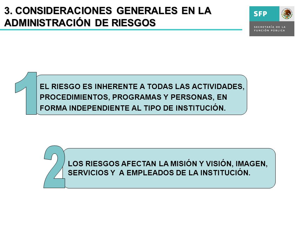 CONSIDERACIONES GENERALES EN LA ADMINISTRACIÓN DE RIESGOS