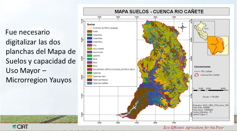 Fue necesario digitalizar las dos planchas del Mapa de Suelos y capacidad de Uso Mayor – Microrregion Yauyos