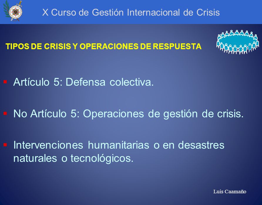 TIPOS DE CRISIS Y OPERACIONES DE RESPUESTA